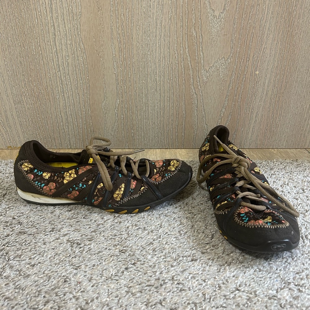 Rocket Dog Women's Brown Floral Lace-Up Athletic Sneakers Y2K Size 10 Bohemian